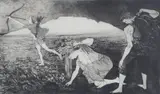 Sigurd Winge, Underveis, 1954, Radering