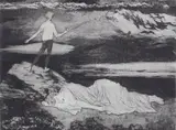 Sigurd Winge, Ridder uten frykt og daddel, 1957, Radering, lysmål