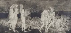 Sigurd Winge, Stranden, 1957, Radering