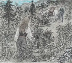 Messa var til ende "Guro Heddelid" by Harald Kihle, 1976-77, Litografi, sold Jun 2020
