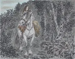 Guro red til ottesong by Harald Kihle, 1973, Litografi, sold Jun 2020