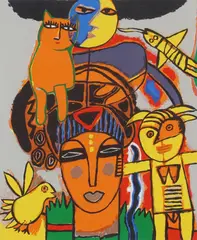 G. Corneille, Afrikansk dame, 1996, Fargelitografi