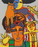 G. Corneille, Afrikansk dame, 1996, Fargelitografi