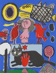 G. Corneille, La belle Marlene, 1996, Fragelitografi