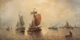 François Musin, Brumes matinales sur le Moerdyk en Hollande, huile sur panneau