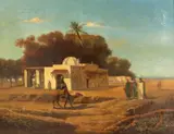 Raymond de Meester de Betzenbroeck, Scène animée algérienne (probablement Bou Saâda), 1862, huile sur toile