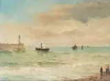Alfred Emile Leopold Stevens, Vue du Tréport, huile sur panneau