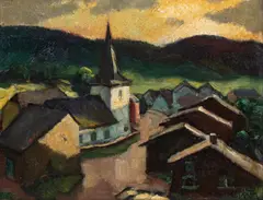 Martin Alfred, Soir en Ardenne, Vresse sur Semois, huile sur panneau