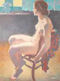 Lodew Bosscke, Le repos du modèle, Nu assis, huile sur toile