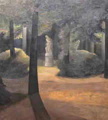 Louise Gerardy, Le parc, la nuit, huile sur toile
