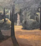 Louise Gerardy, Le parc, la nuit, huile sur toile