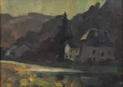 Albert Raty, Paysage mosan, huile sur panneau