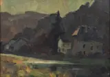 Albert Raty, Paysage mosan, huile sur panneau