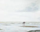 Taf Wallet, Cavalier sur la plage, marée descendante, huile sur toile