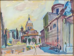 Dina Bellotti, Roma, San Rocco è San Carlo, 1960, tempera sur papier