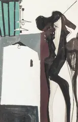 Marcel Warrand, Composition, 1954, technique mixte sur carton