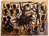 Mwenze Kibwanga, Scène de danse au village, 1958, huile sur papier
