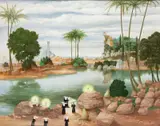 Jean-Claude Dingelstadt, La procession aux lampions, huile sur panneau