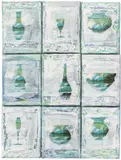Pascal Courcelles, Océan, 1991, polyptyque. Technique mixte sur neuf toiles