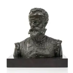 Isidoor De Rudder, Buste d'André Vésale, sculpture en bronze à patine vert foncé