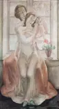 Marcel Delmotte, Harmonie céleste, 1933 / Le Christ à la couronne d'épines entouré de Marie Madeleine, Marie et Joseph, BIFACE. Huile sur panneau