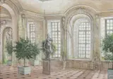 Thierry Bosquet, Vestibule du château d'Harcourt, 1992, technique mixte sur papier