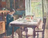 Guillaume Van Strydonck, Broderie après déjeuner, 1935, huile sur toile