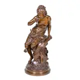 Mathurin Moreau, Vénus au coquillage, sculpture en bronze à patine brune