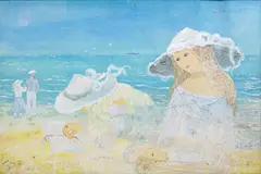 Marguerite Brouhon, La plage, gouache et aquarelle sur papier