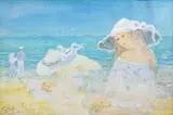 Marguerite Brouhon, La plage, gouache et aquarelle sur papier