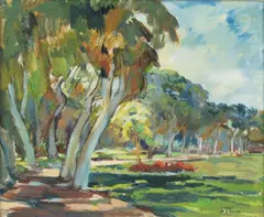 Ashod Zorian, Allée ombragée, huile sur panneau