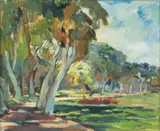 Ashod Zorian, Allée ombragée, huile sur panneau
