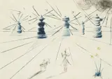 Don Quichotte et les moulins à vents, 1969 by Salvador Dalí, lithographie sur Japon, sold Dec 2024