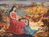 Marcel Delmotte, Deux femmes et un enfant, 1976, huile sur isorel