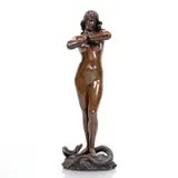 Rudolf Küchler, Eve et le serpent, sculpture en bronze à patine brune