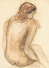 Constant Permeke, Nu féminin, fusain et lavis