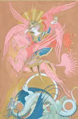 Paul Mak, Saint Michel terrassant le dragon, 1950, gouache sur papier rehaussé
