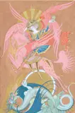 Paul Mak, Saint Michel terrassant le dragon, 1950, gouache sur papier rehaussé