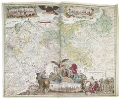 Johann David Schlenen, Carte de Prusse et Pologne, vers 1750/ Carte de l'Alsace, vers 1644, deux gravures rehaussées