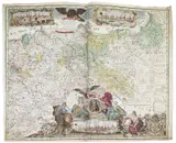 Johann David Schlenen, Carte de Prusse et Pologne, vers 1750/ Carte de l'Alsace, vers 1644, deux gravures rehaussées