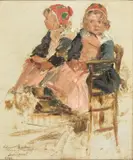 Jules Félix Ragot, Deux petites filles, 1899, huile sur carton
