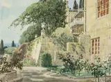 Olga Ivleva, Jardin ensoleillé, paysage de Crimée, aquarelle