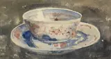 Louis Artan, Tasse imari, aquarelle
