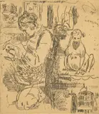 Rik Wouters, Couturière et ses deux chiens, gravure