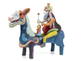 Jean Rocour, Divin cavalier, sculpture en terre cuite peinte