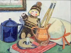 Laura Turner, Composition à la poupée, huile sur toile