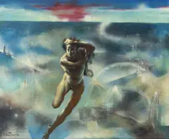 Marcel Delmotte, L'homme dans le chaos des idées, 1982, huile sur toile