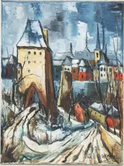 Mathis Wildanger, Luxembourg sous la neige, 1971, huile sur toile