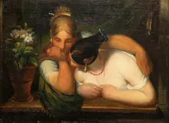 Antoine Wiertz, Etude pour "Confidence", huile sur panneau, non signé