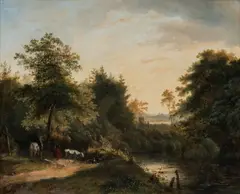 Marinus Adrianus Koekkoek, Cavalier et bergère dans un paysage, 1848, huile sur toile